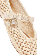 Women's Beige Straw Ballerinas | Derimod