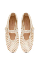 Women's Beige Straw Ballerinas | Derimod