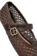 Women's Brown Straw Ballerina | Derimod