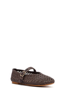 Women's Brown Straw Ballerina | Derimod