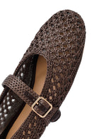 Women's Brown Straw Ballerina | Derimod