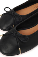Woman Black Leather Ballerine Shoes | Derimod