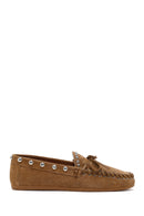 Women's Tan Suede Leather Loafer | Derimod
