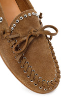 Women's Tan Suede Leather Loafer | Derimod