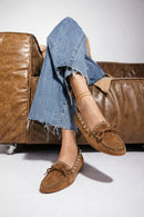 Women's Tan Suede Leather Loafer | Derimod