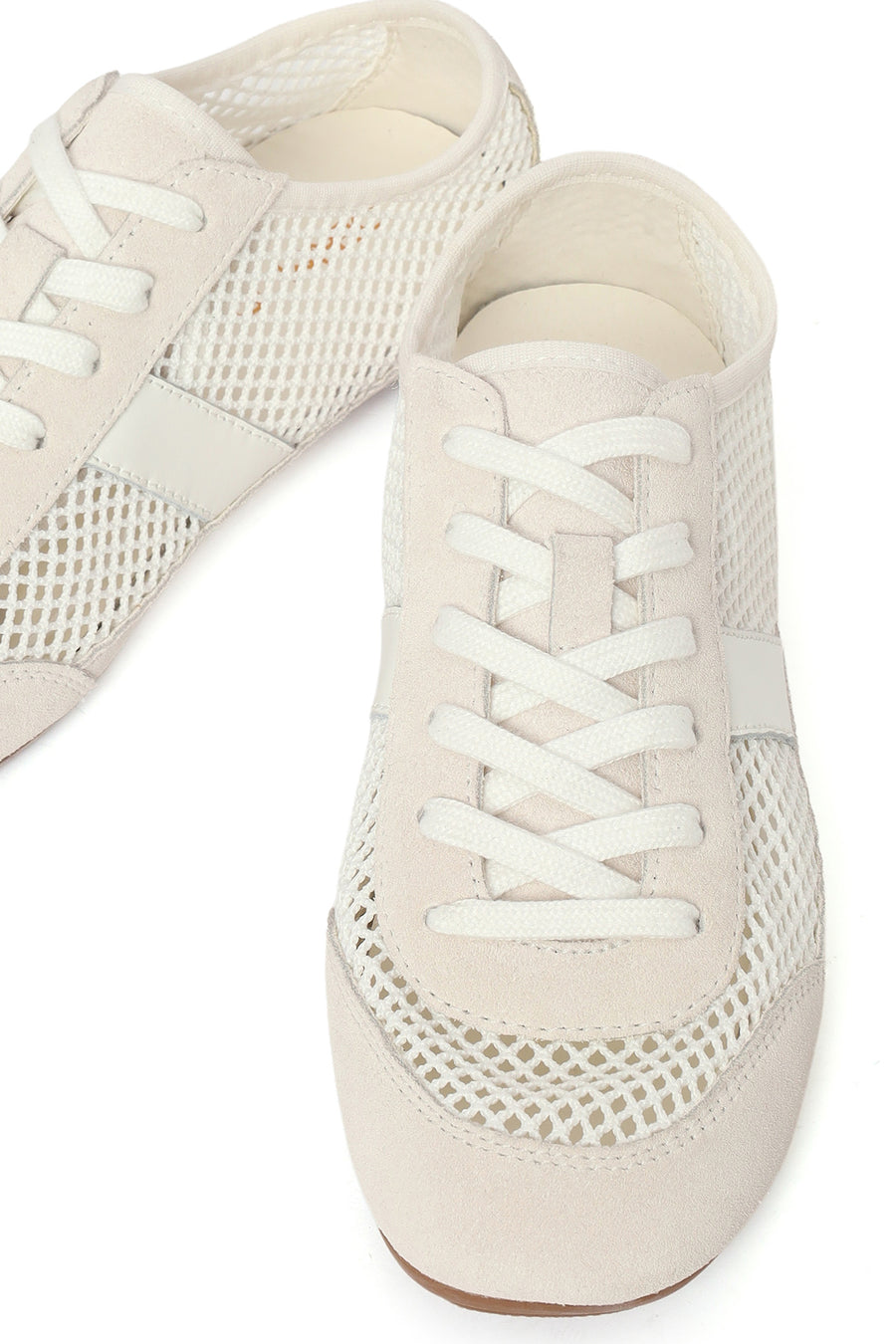 Kadın Beyaz Bağcıklı Fileli Deri Sneaker