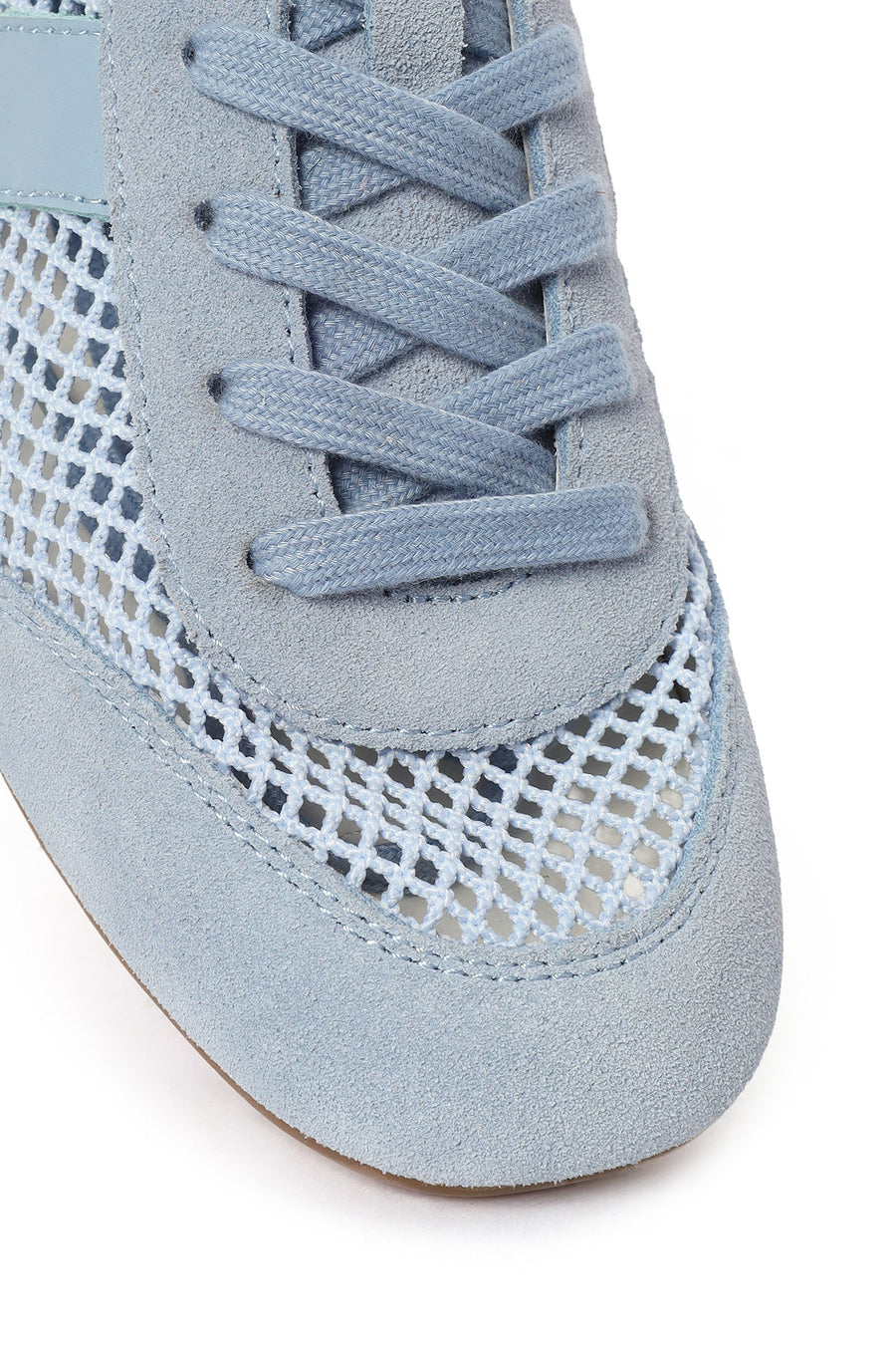 Kadın Mavi Bağcıklı Fileli Deri Sneaker