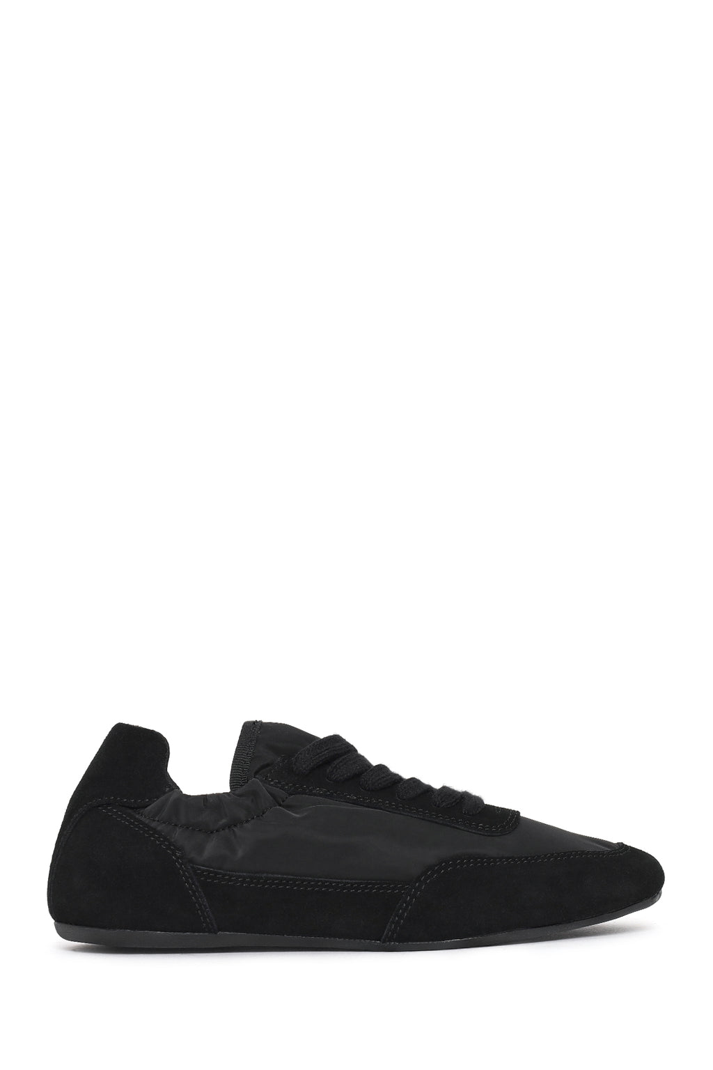 Kadın Siyah Bağcıklı Deri Sneaker