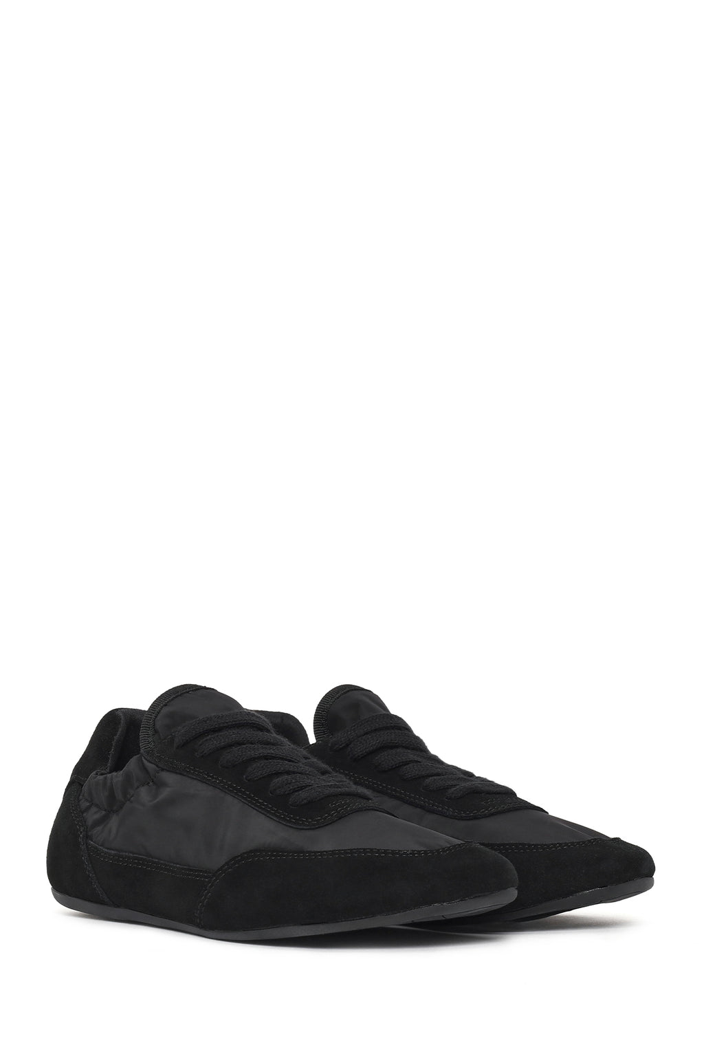 Kadın Siyah Bağcıklı Deri Sneaker