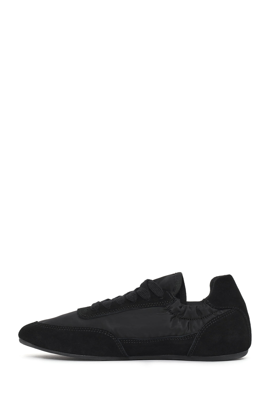 Kadın Siyah Bağcıklı Deri Sneaker