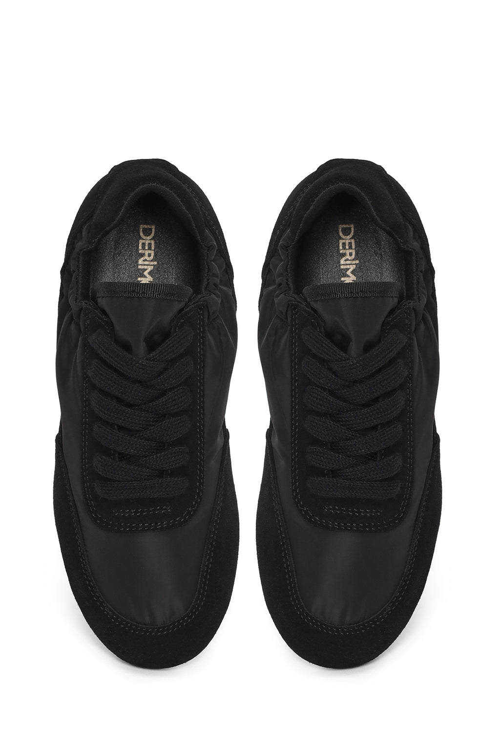 Kadın Siyah Bağcıklı Deri Sneaker