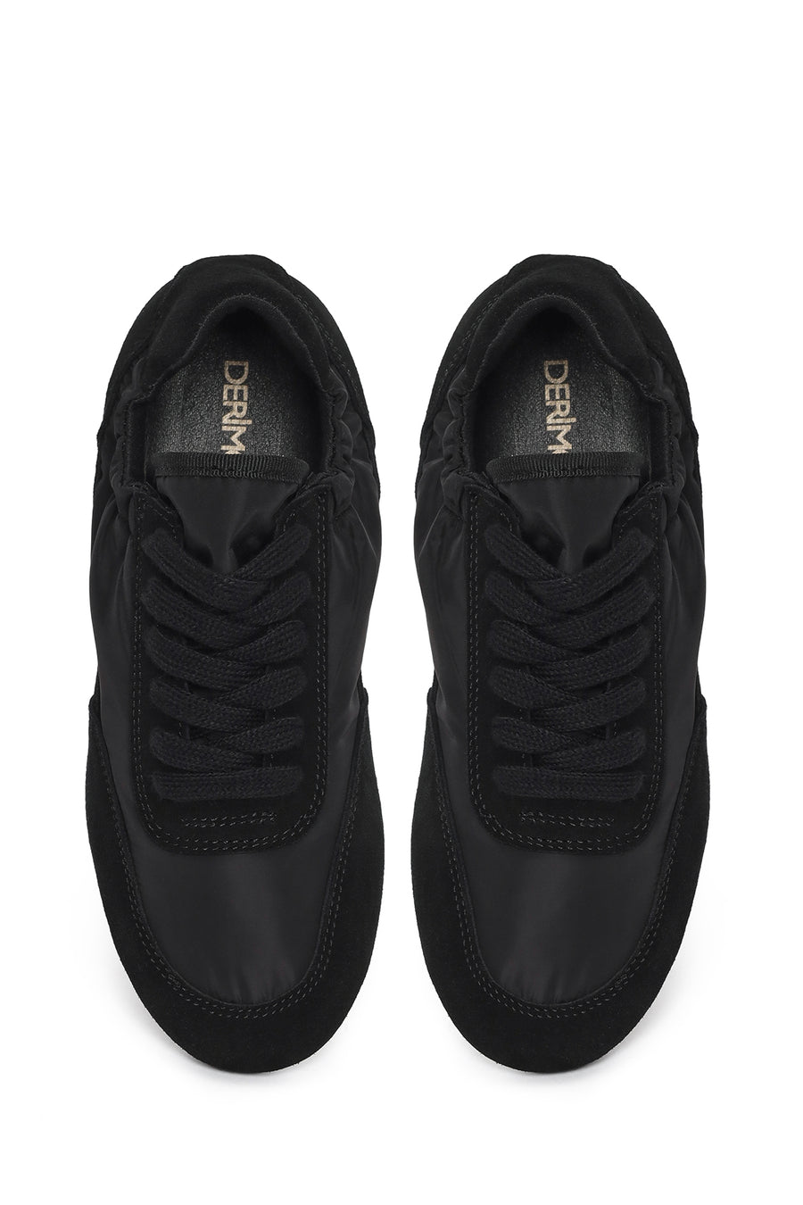 Kadın Siyah Bağcıklı Deri Sneaker