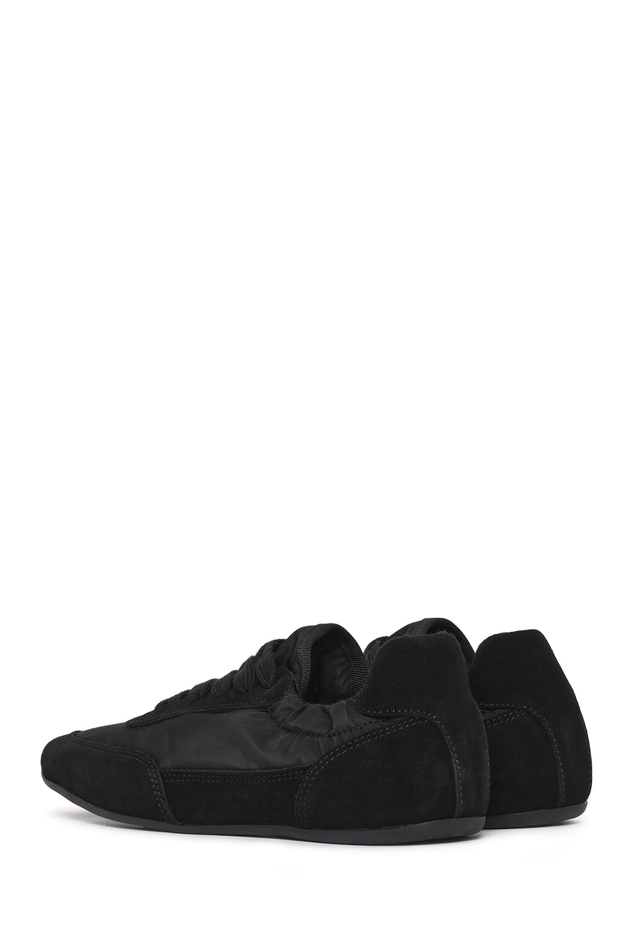 Kadın Siyah Bağcıklı Deri Sneaker