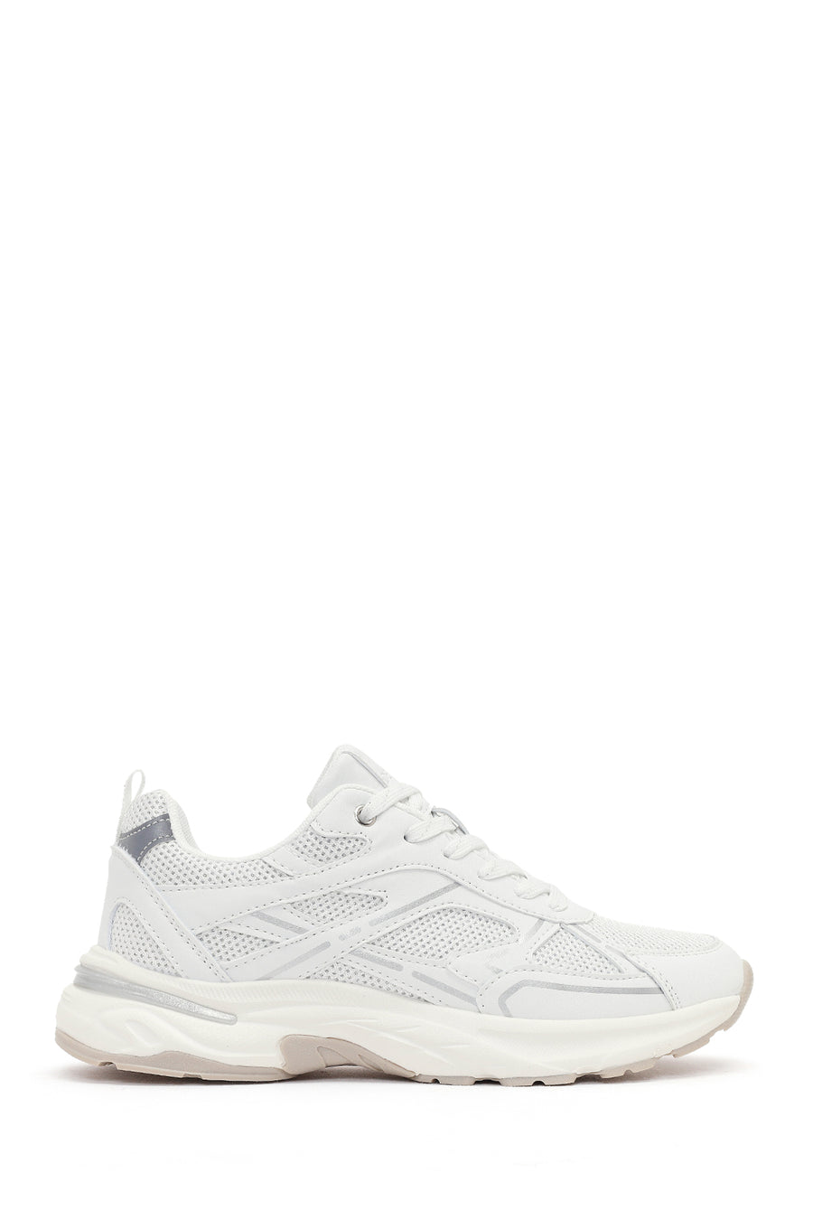 Women's White Lace-Up Thick Soled Sneaker 26PFE457314 | Derimod