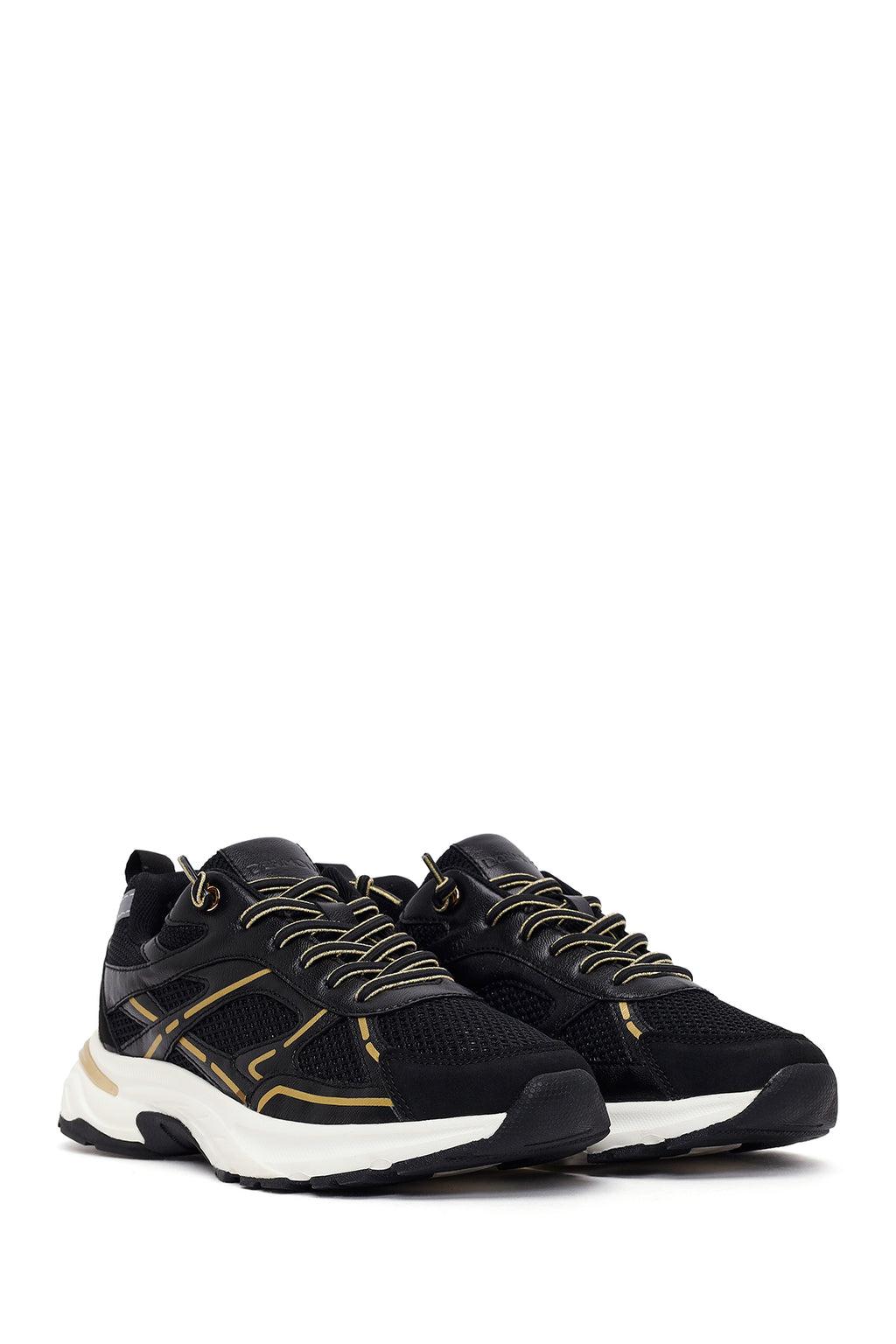 Kadın Siyah Bağcıklı Kalın Tabanlı Sneaker
