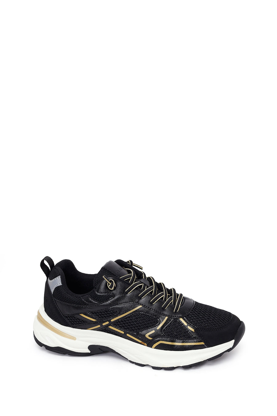 Woman Black Lace-Up Chunky Sneaker