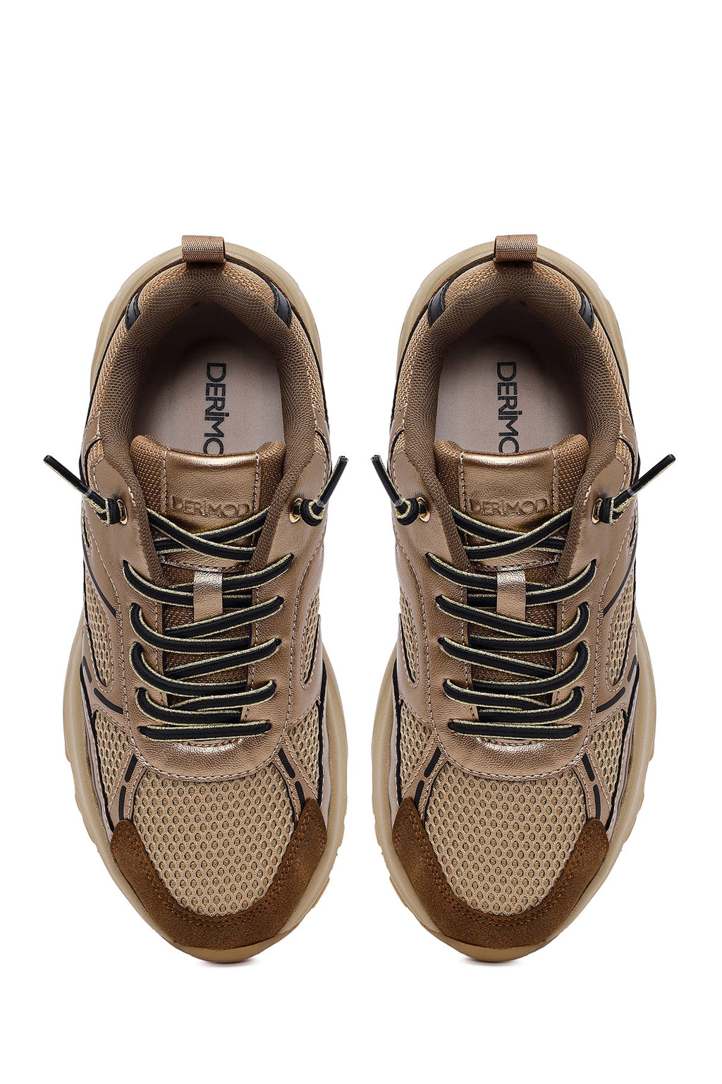 Kadın Bronz Bağcıklı Kalın Tabanlı Sneaker