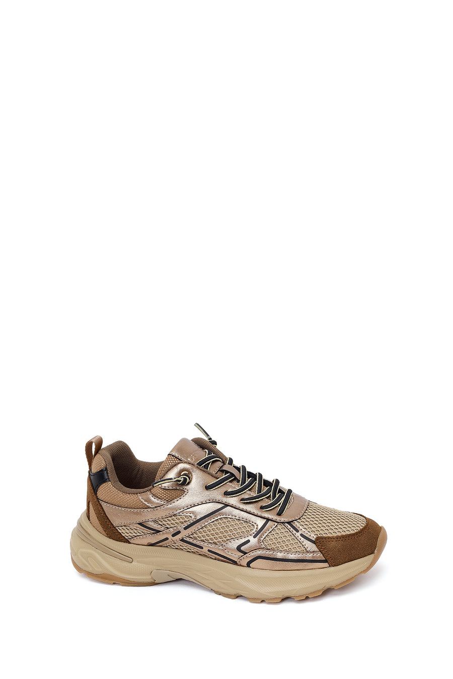 Kadın Bronz Bağcıklı Kalın Tabanlı Sneaker