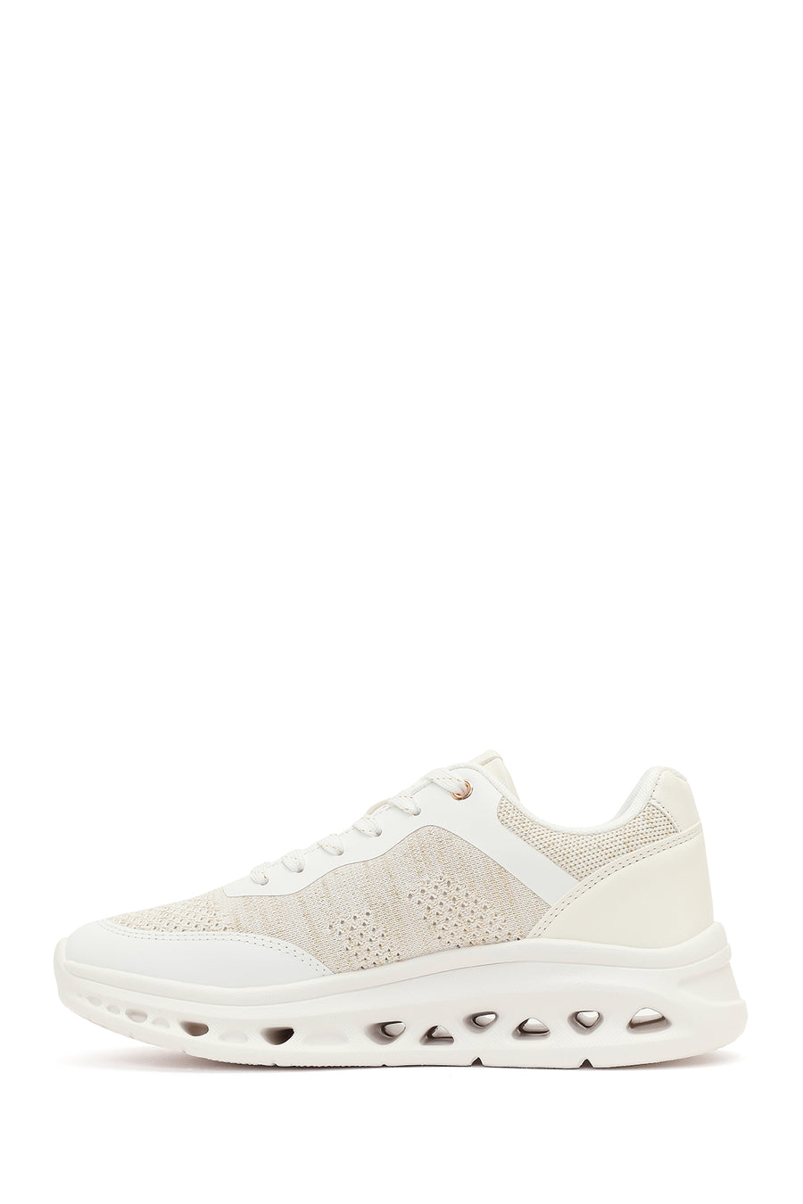 Kadın Krem Bağcıklı Kalın Tabanlı Sneaker
