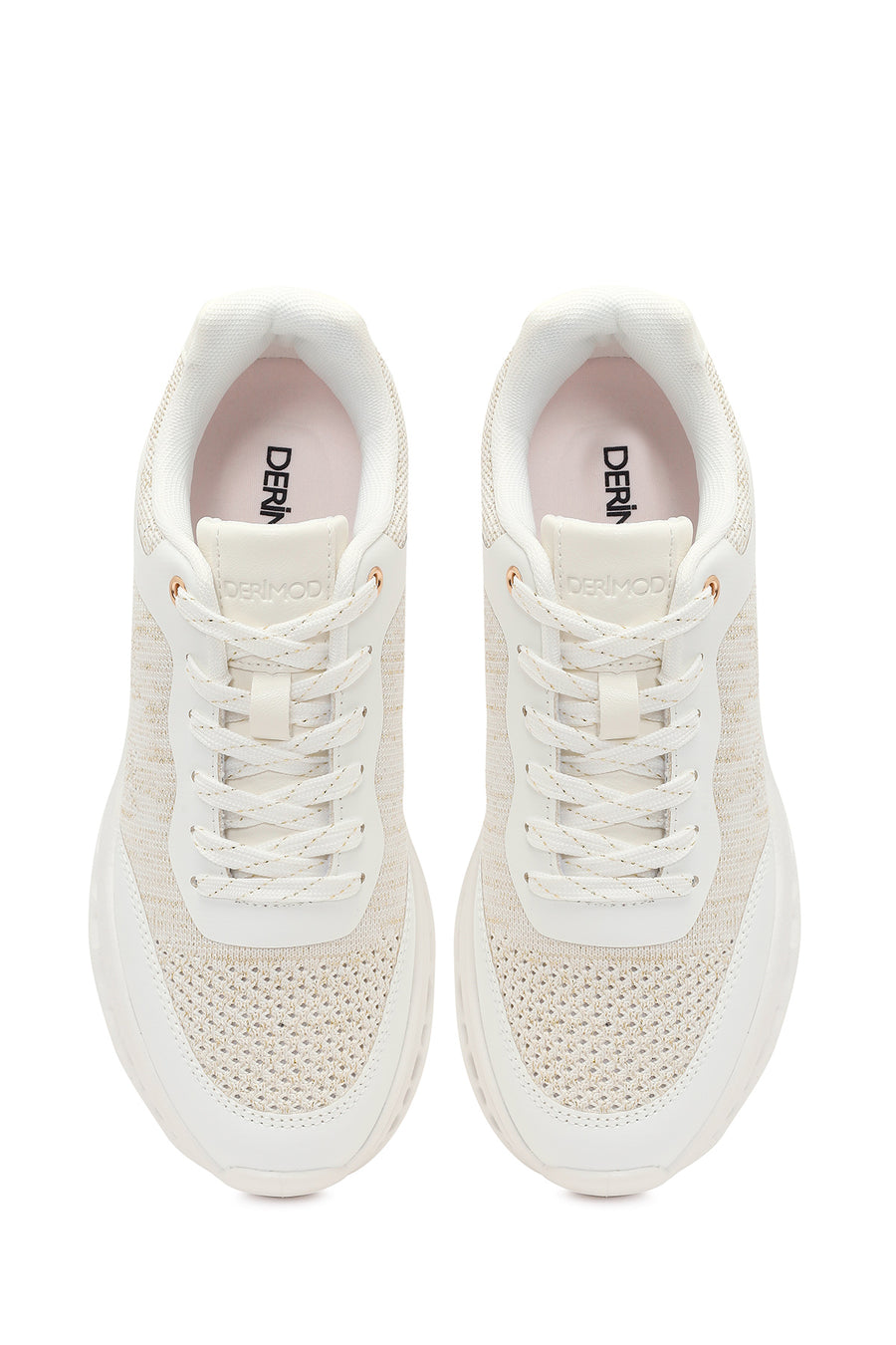 Kadın Krem Bağcıklı Kalın Tabanlı Sneaker