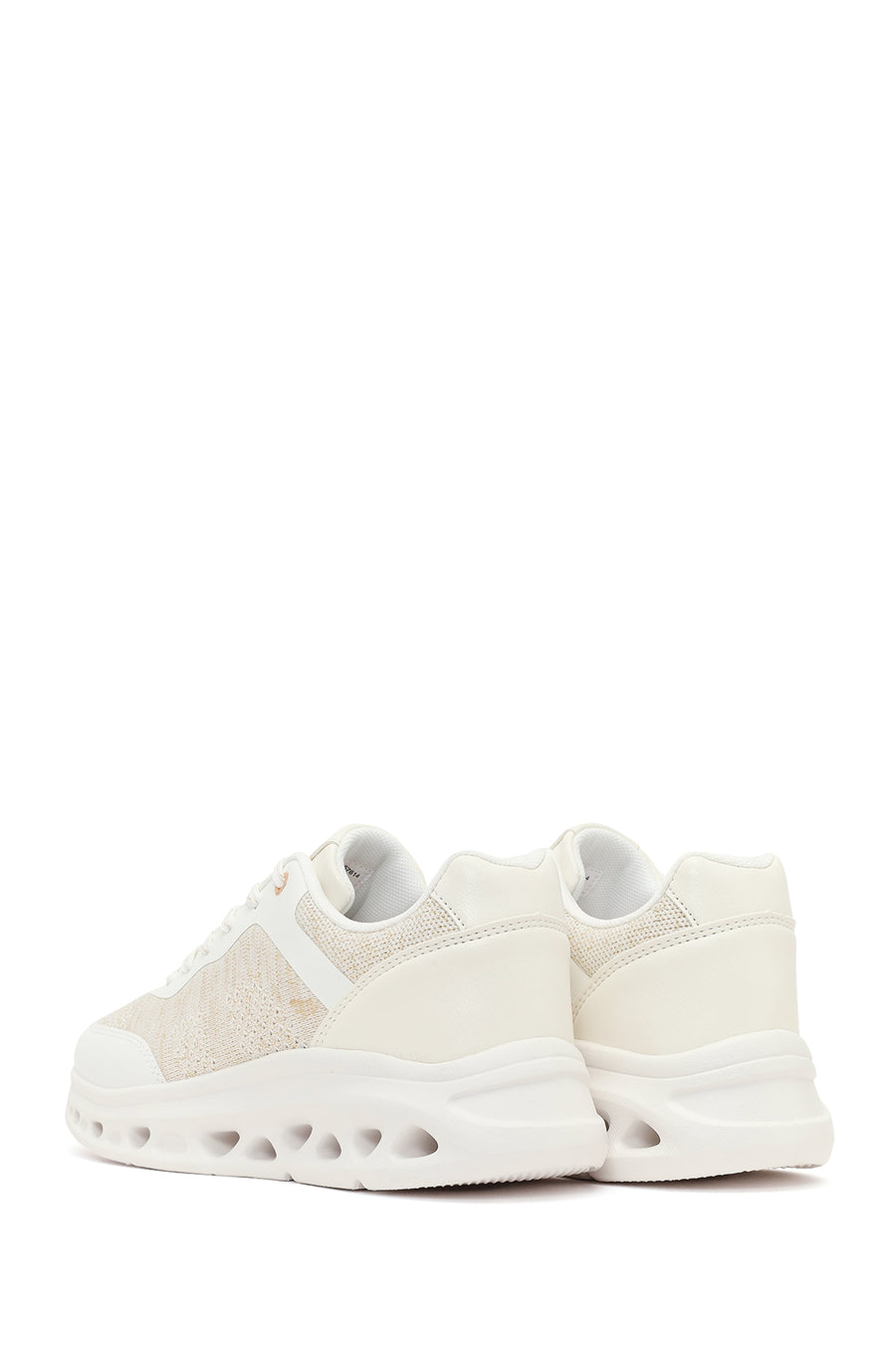 Kadın Krem Bağcıklı Kalın Tabanlı Sneaker