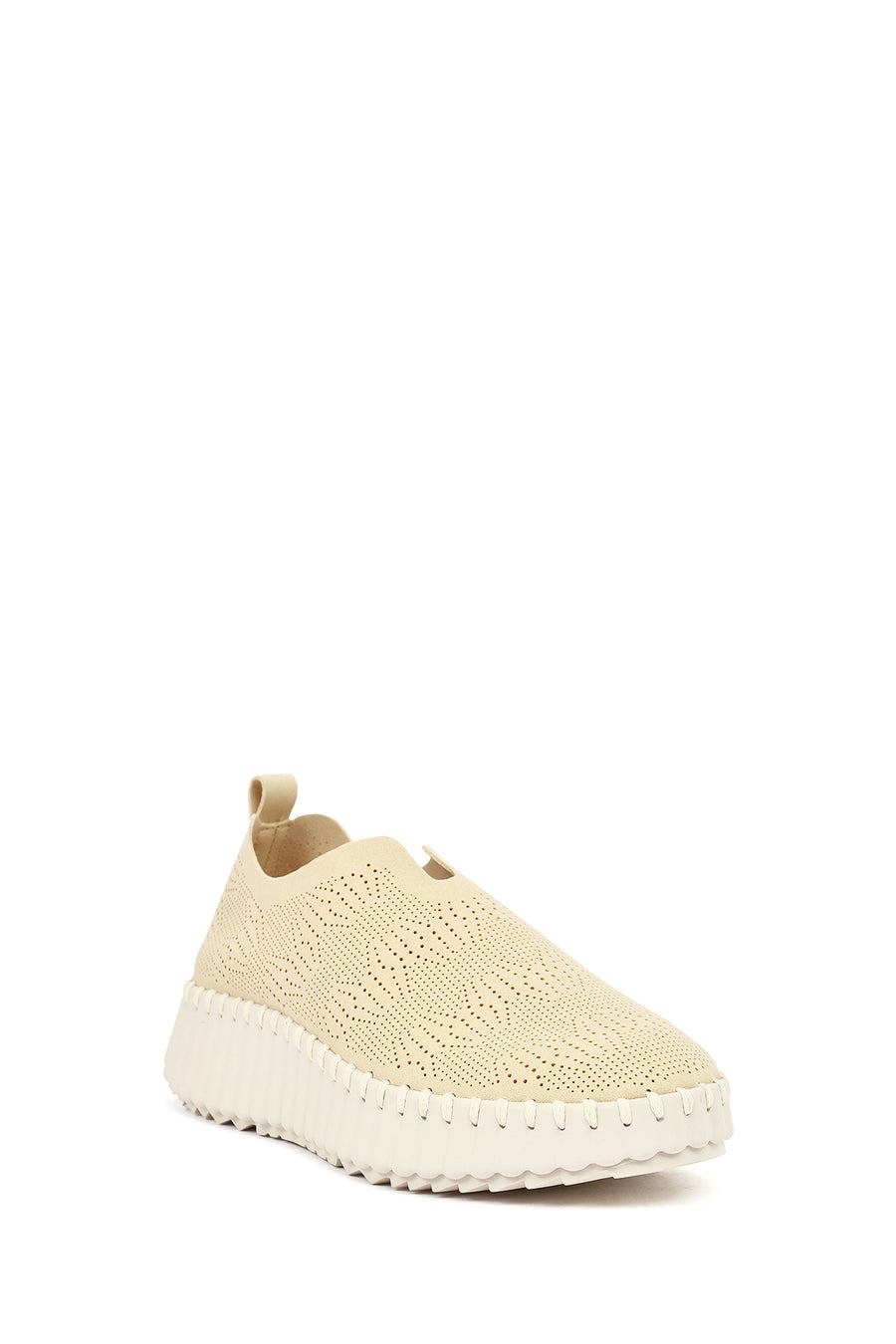 Woman Beige Patterned Suede Comfort Shoes with Thick Sole
