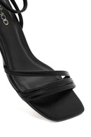 Women's Black Ankle Buckle Thin Low Heel Sandals | Derimod
