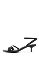 Women's Black Ankle Buckle Thin Low Heel Sandals | Derimod