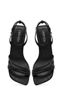 Women's Black Ankle Buckle Thin Low Heel Sandals | Derimod