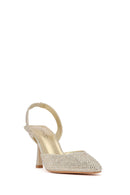 Woman Gold Embellished Backless Stiletto-Heel Shoes | Derimod