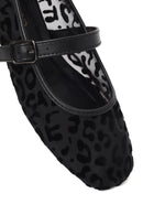 Woman Black Leopard Patterned Fabric Ballerine flats | Derimod