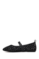 Woman Black Leopard Patterned Fabric Ballerine flats | Derimod