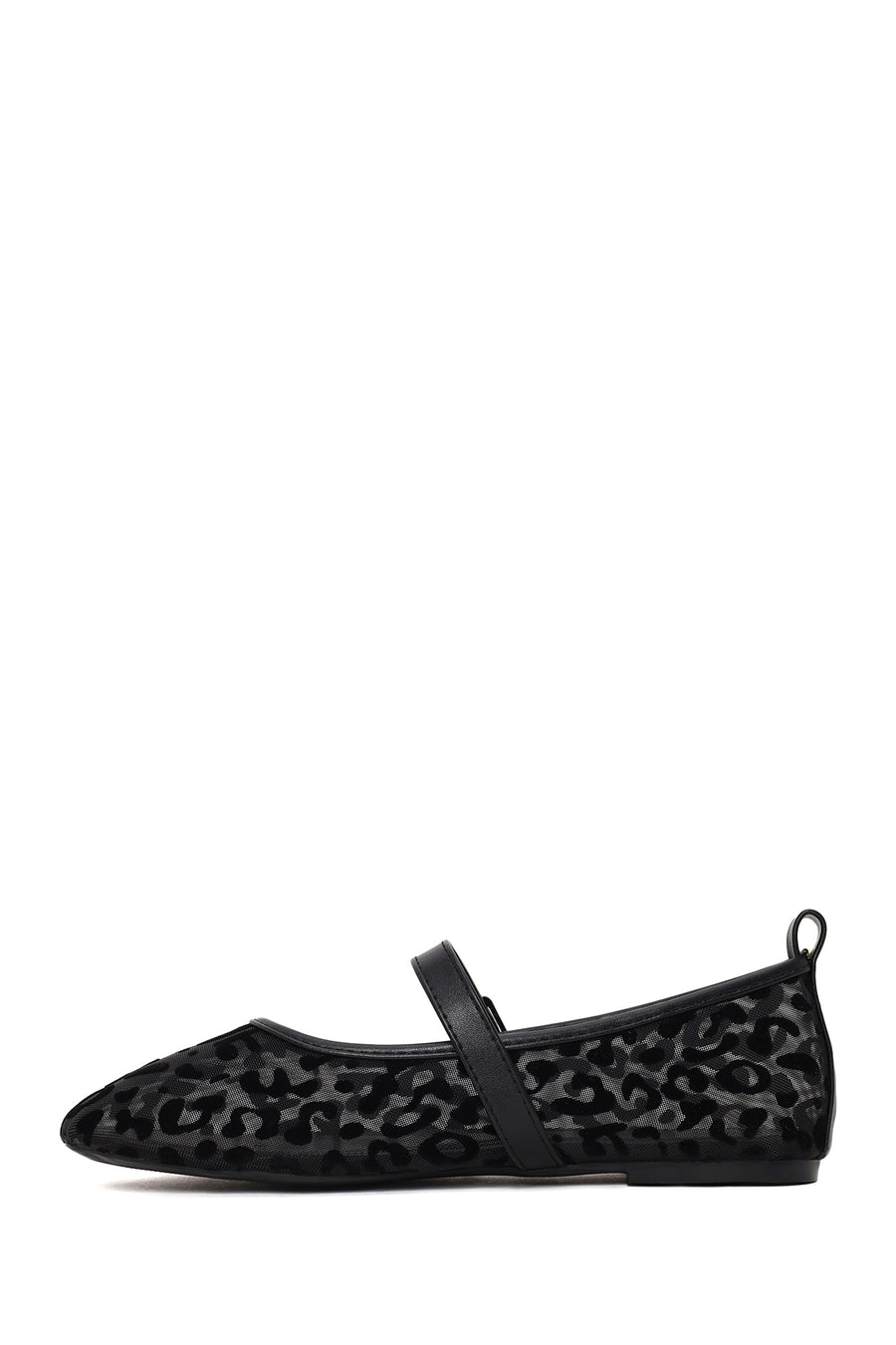 Woman Black Leopard Patterned Fabric Ballerine flats