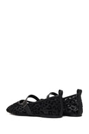 Woman Black Leopard Patterned Fabric Ballerine flats | Derimod