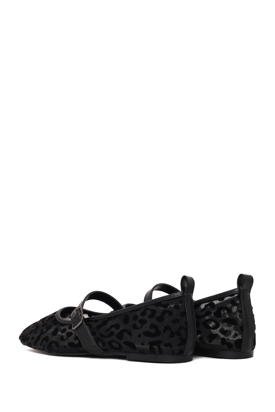 Woman Black Leopard Patterned Fabric Ballerine flats