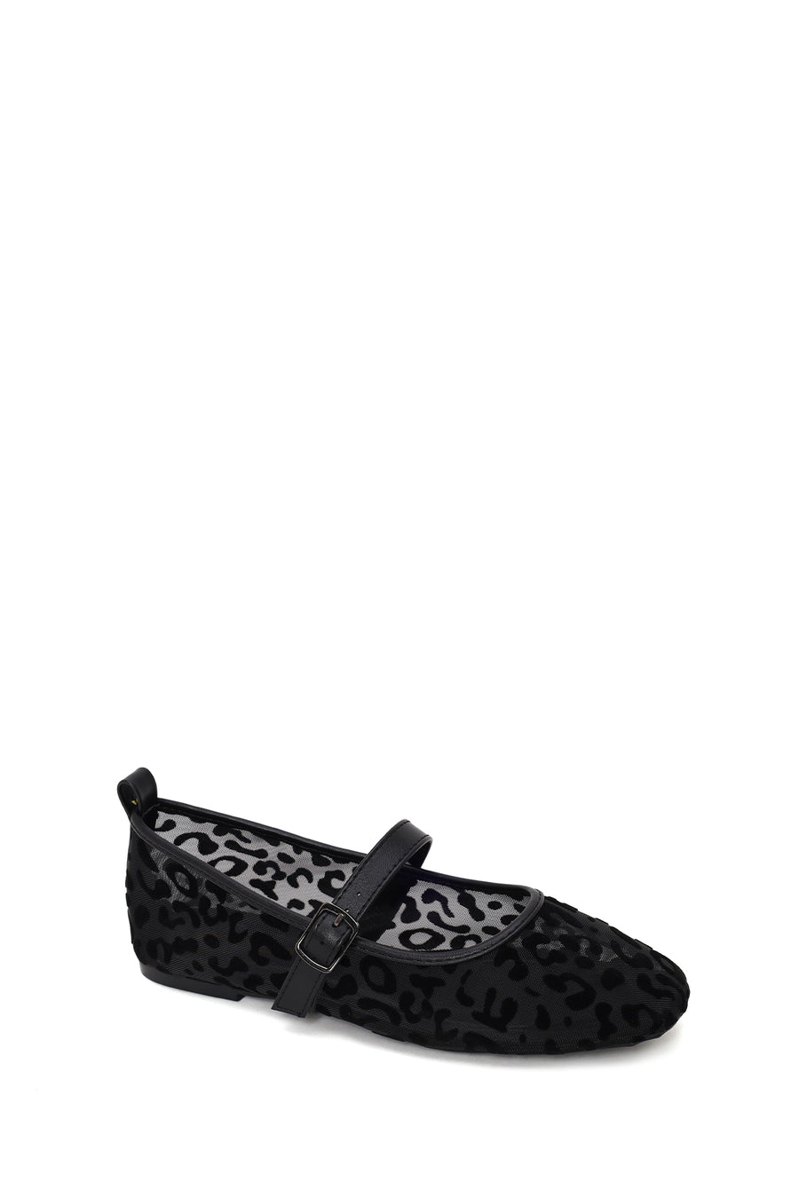Woman Black Leopard Patterned Fabric Ballerine flats