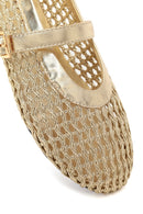 Woman Gold Metallic Ballet Flats | Derimod