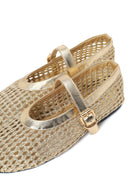 Woman Gold Metallic Ballet Flats | Derimod