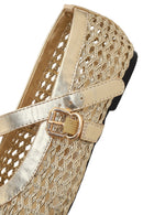 Woman Gold Metallic Ballet Flats | Derimod