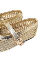 Woman Gold Metallic Ballet Flats | Derimod