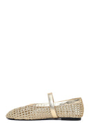 Woman Gold Metallic Ballet Flats | Derimod