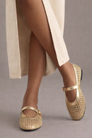 Woman Gold Metallic Ballet Flats | Derimod