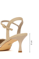 Woman Beige Ankle-Buckle Backless Jeweled Stiletto High Heel | Derimod