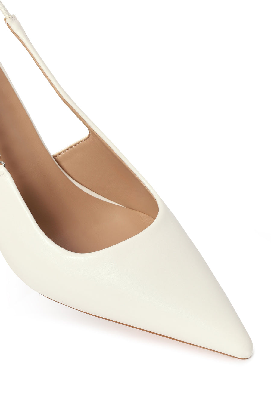 Woman White Open-Back Stiletto High Heel