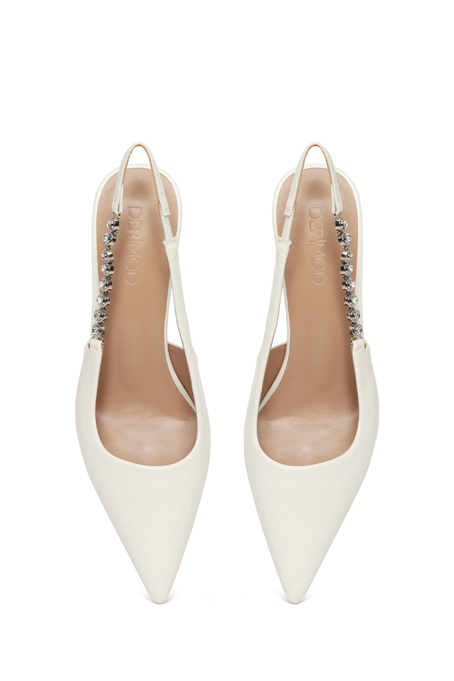 Woman White Open-Back Stiletto High Heel