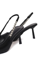Woman Black Open-Back Stiletto Heels | Derimod
