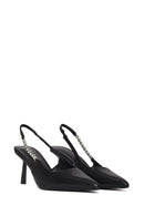 Woman Black Open-Back Stiletto Heels | Derimod