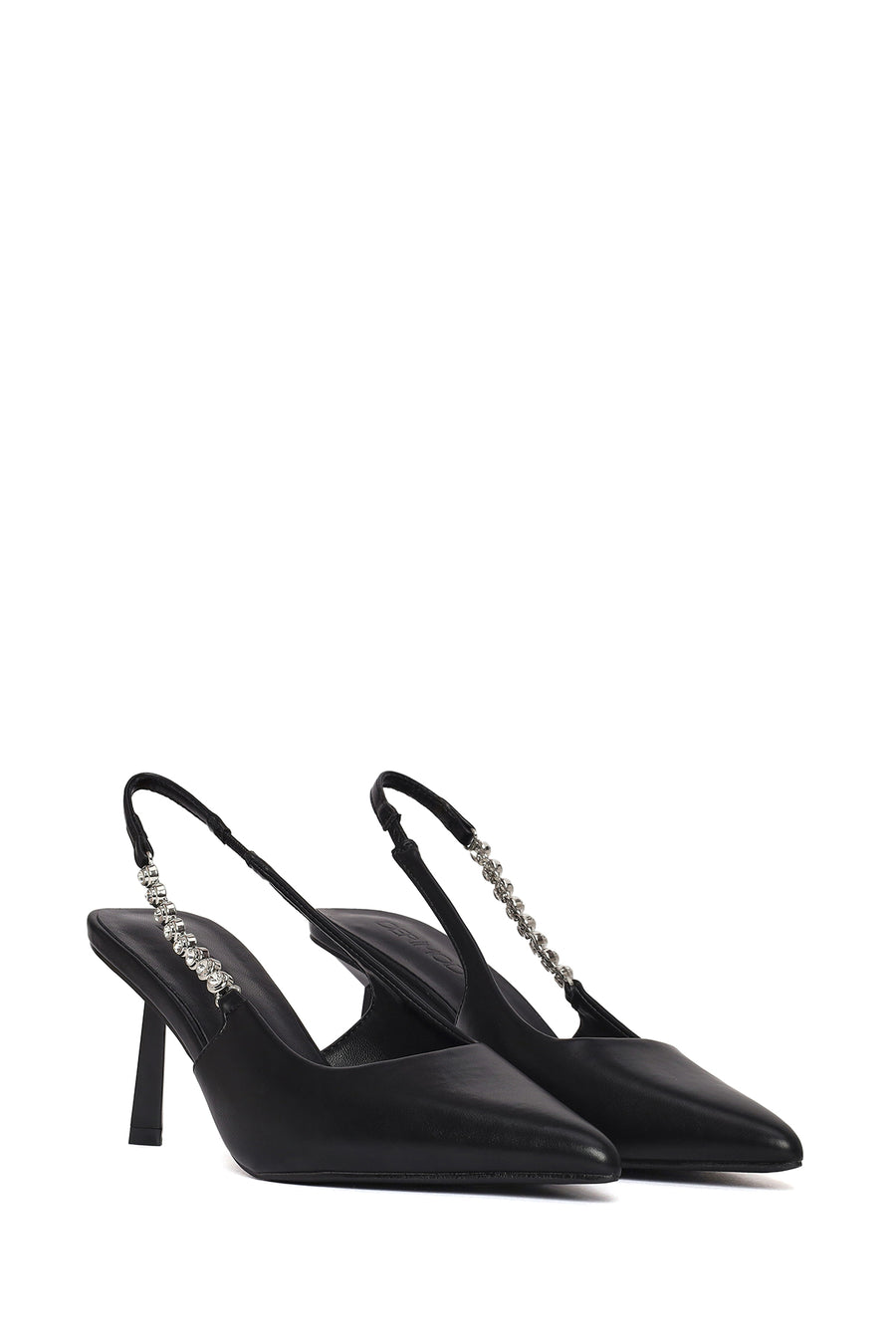 Woman Black Open-Back Stiletto Heels