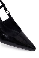 Women's Black Open Back Metallic Thin Heel Shoes | Derimod