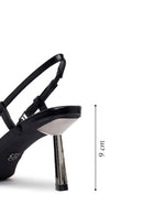 Women's Black Open Back Metallic Thin Heel Shoes | Derimod
